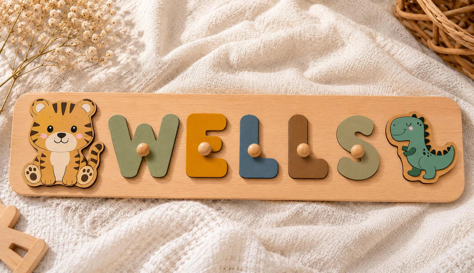 Personalized Wooden Name Puzzle, Custom Montessori Busy Board for Toddlers, Baby Name Puzzle Gift, First Birthday Gift, Baby Boy Girl Toy. NPPETAL5