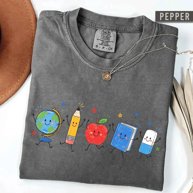 Back To School Shirt, Cute School Supplies Shirt, Teacher Student Shirt, Doodle Classroom Shirt, First Day Of School Gift, Happy School Tee. SPETAL16