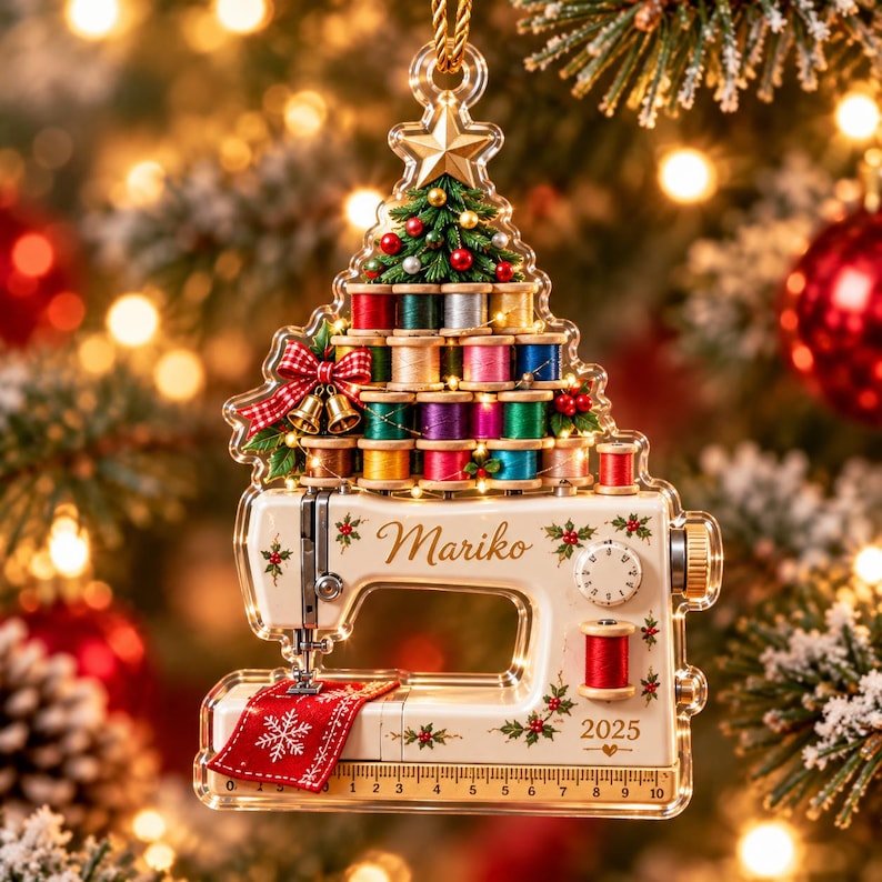 Personalized Sewing Machine Acrylic Ornament Custom Seamstress Quilter Tree Keepsake Christmas Decor Gift For Mom Tailor Craft Lover ACRYLICOR09