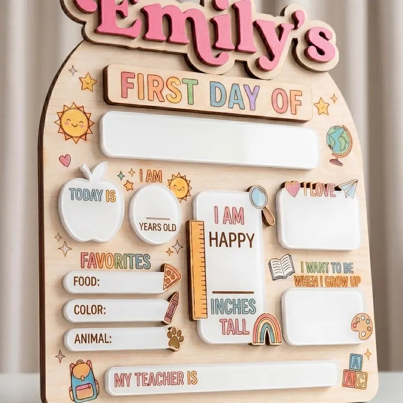 Custom First Day of School Sign, Back to School Board, Preschool Kindergarten 1st Day of School Sign, Last Day of School Keepsake. SBPETAL08