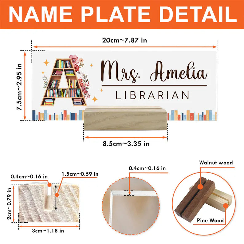 Custom Teacher Desk Name Plate, Teacher Acrylic Block, Teacher Appreciation Gift, Back to School, Book Lover Gift, Librarian Name Sign Gift. DNPETAL09