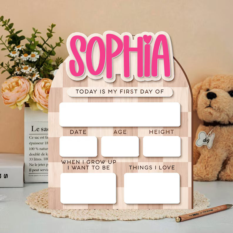 Custom First Day of School Sign, Back to School Board, Preschool Kindergarten 1st Day of School Sign, Last Day of School Keepsake. SBPETAL02