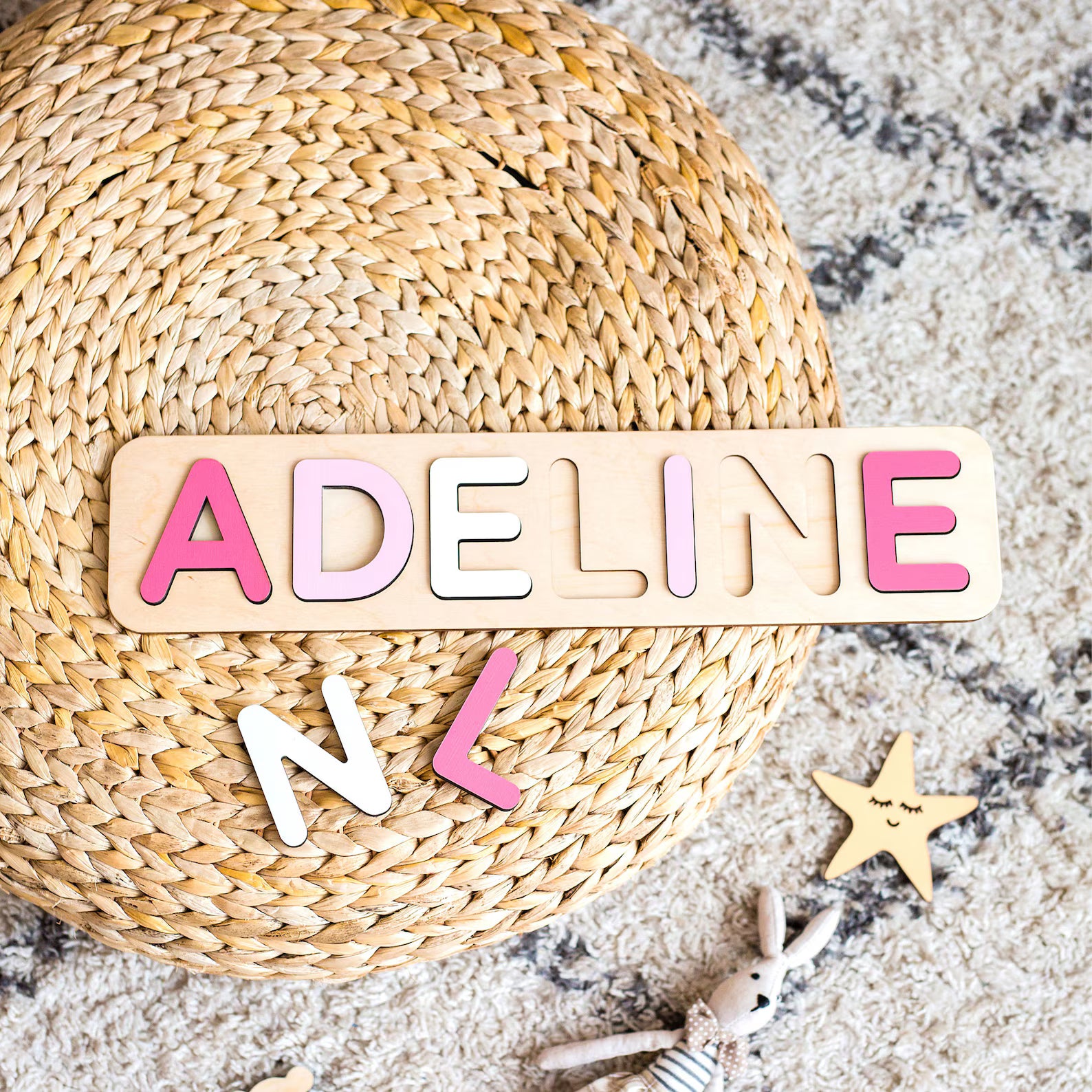 Wooden Name Puzzle for Baby, Custom Name Puzzle Gift, Baby Shower, First Birthday Gift, New Baby, Christmas Gift, Personalized Name Puzzle. NPPETAL6