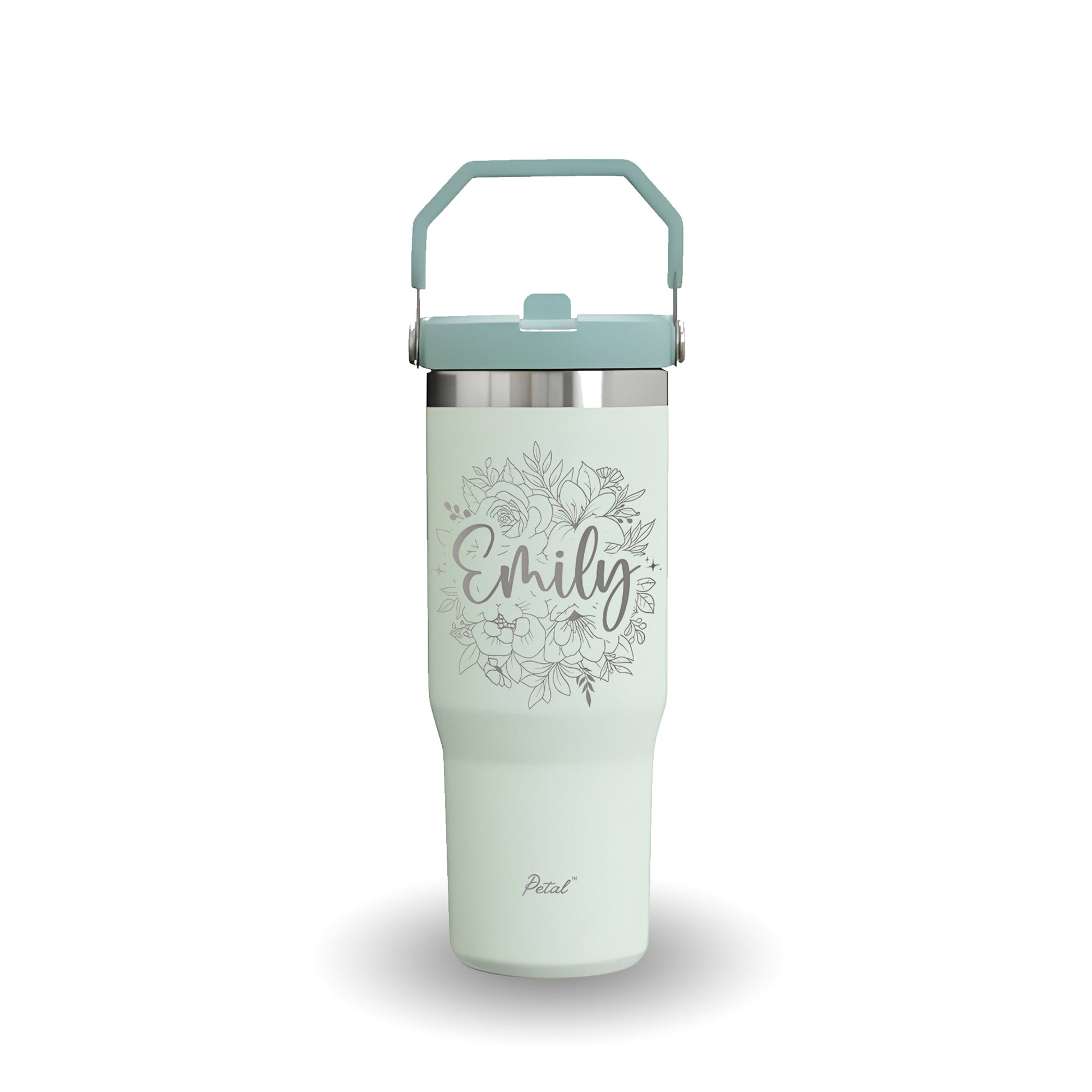 Personalized Flowers With Name Tumbler Flip Straw 40oz, Hot Cold Mug With Straw, Bridesmaid Gift, Custom Name Travel Cup, Birthday Gift, Gift For Her Mother