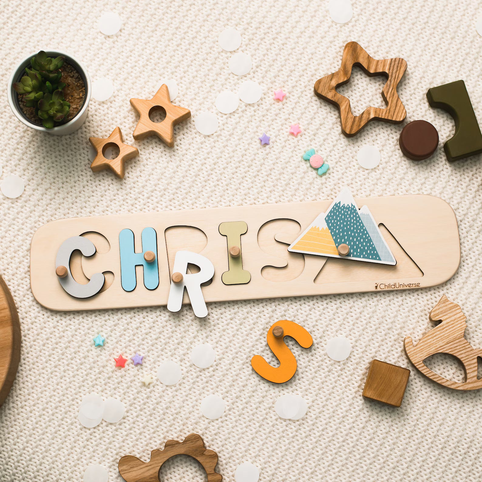 New Baby Gift Wood Name Puzzle for Toddler Montessori Puzzle, First Birthday Gift for Boy, Girl, Wooden Toys, Custom Gift for Kids. NPPETAL4