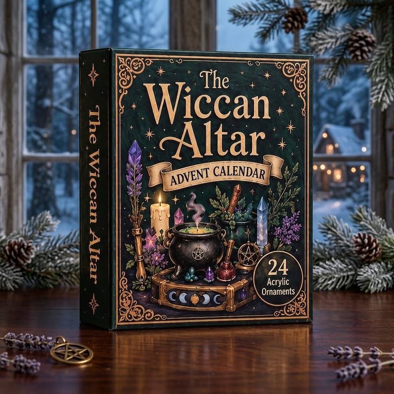 Wiccan Advent Calendar 2026, 24 Witchcraft Ornaments Countdown Calendar, Pagan Christmas Gift for Witches, Spiritual Collectors & Fantasy Lovers AXMAS09