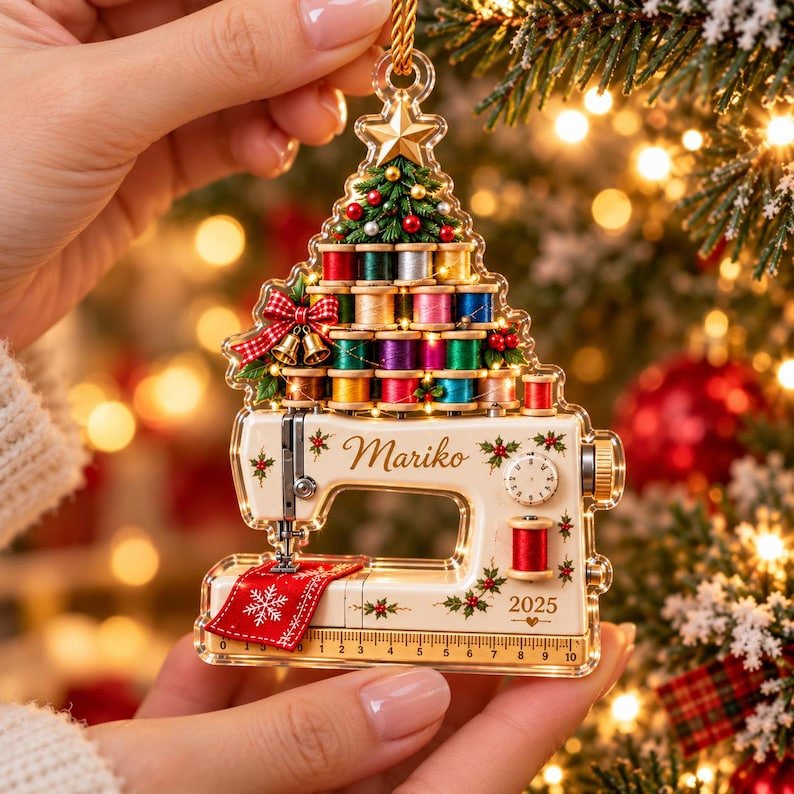 Personalized Sewing Machine Acrylic Ornament Custom Seamstress Quilter Tree Keepsake Christmas Decor Gift For Mom Tailor Craft Lover ACRYLICOR09