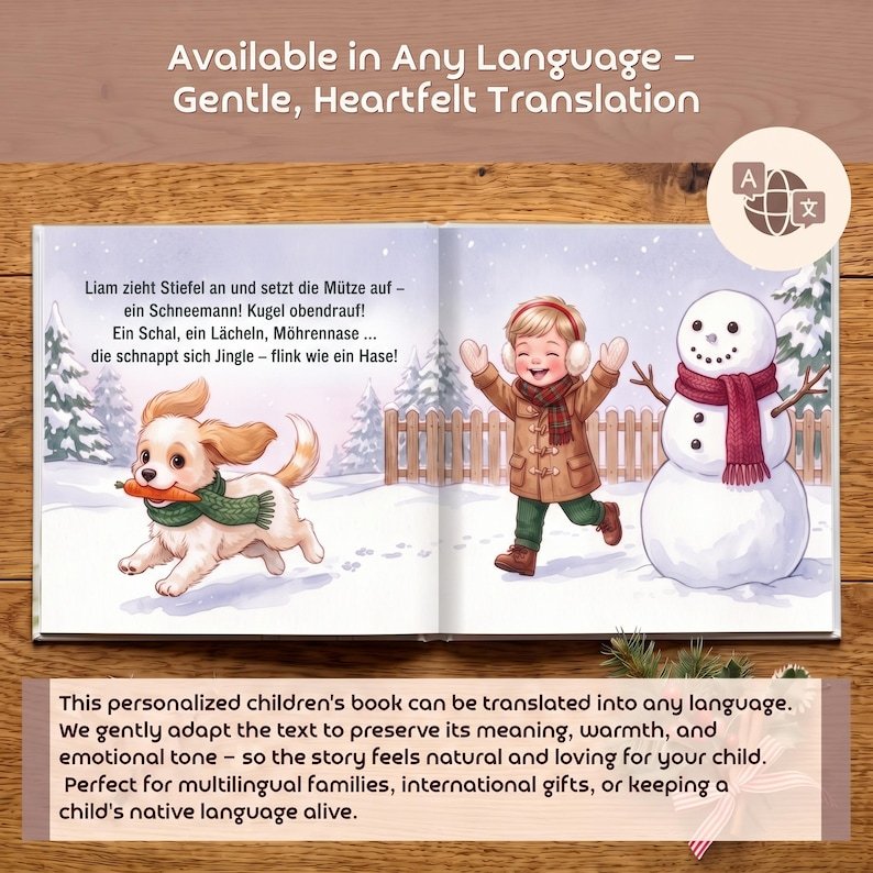 Personalized Snowman Christmas Book, Custom Name Storybook with Puppy, Toddler Winter Story, Christmas Gift PBOOK09
