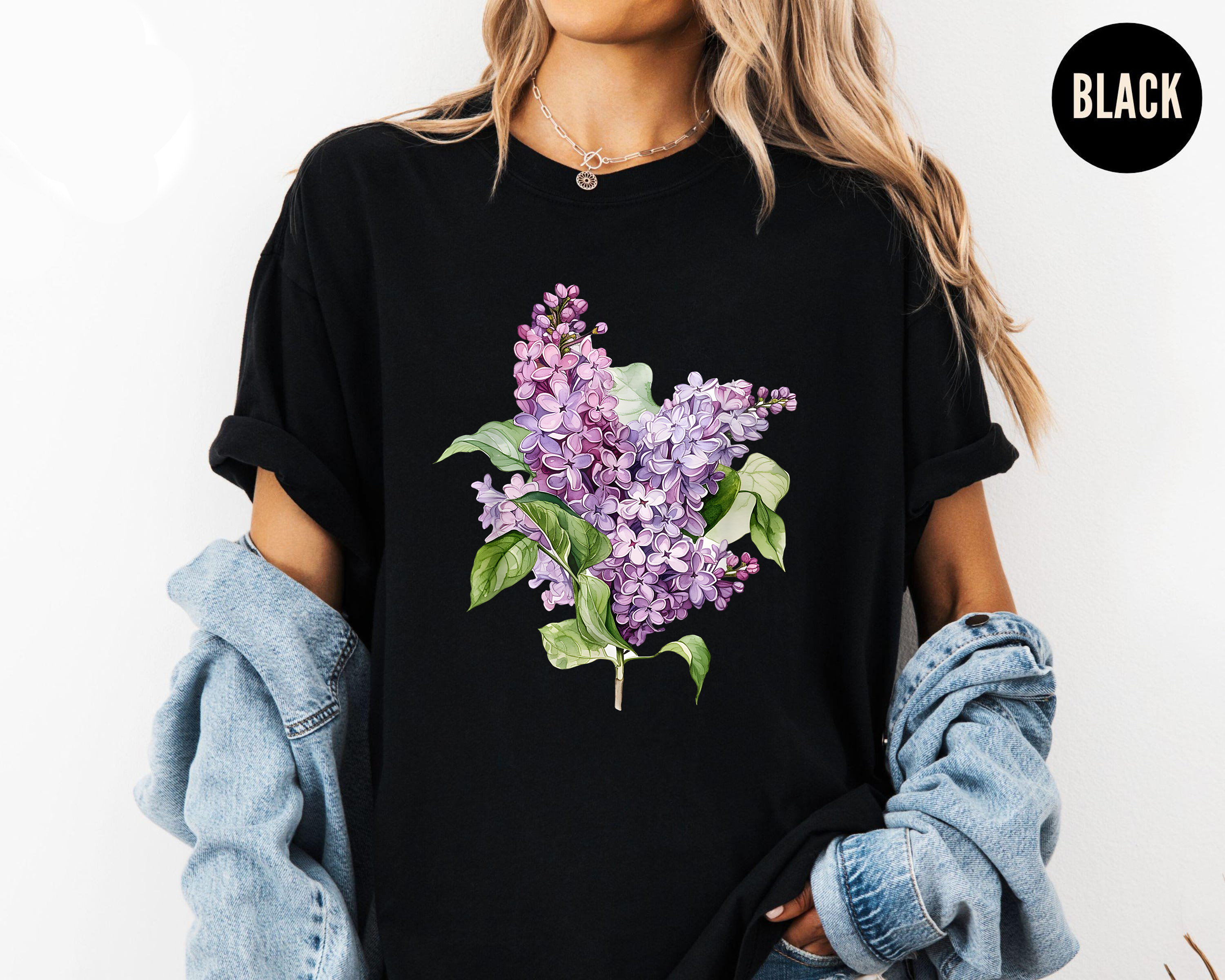Lilac Flower Shirt, Vintage Floral Tee, Cottagecore Shirt, Botanical Lilac T-Shirt, Gift for Garden Lover, Purple Flower Tee
