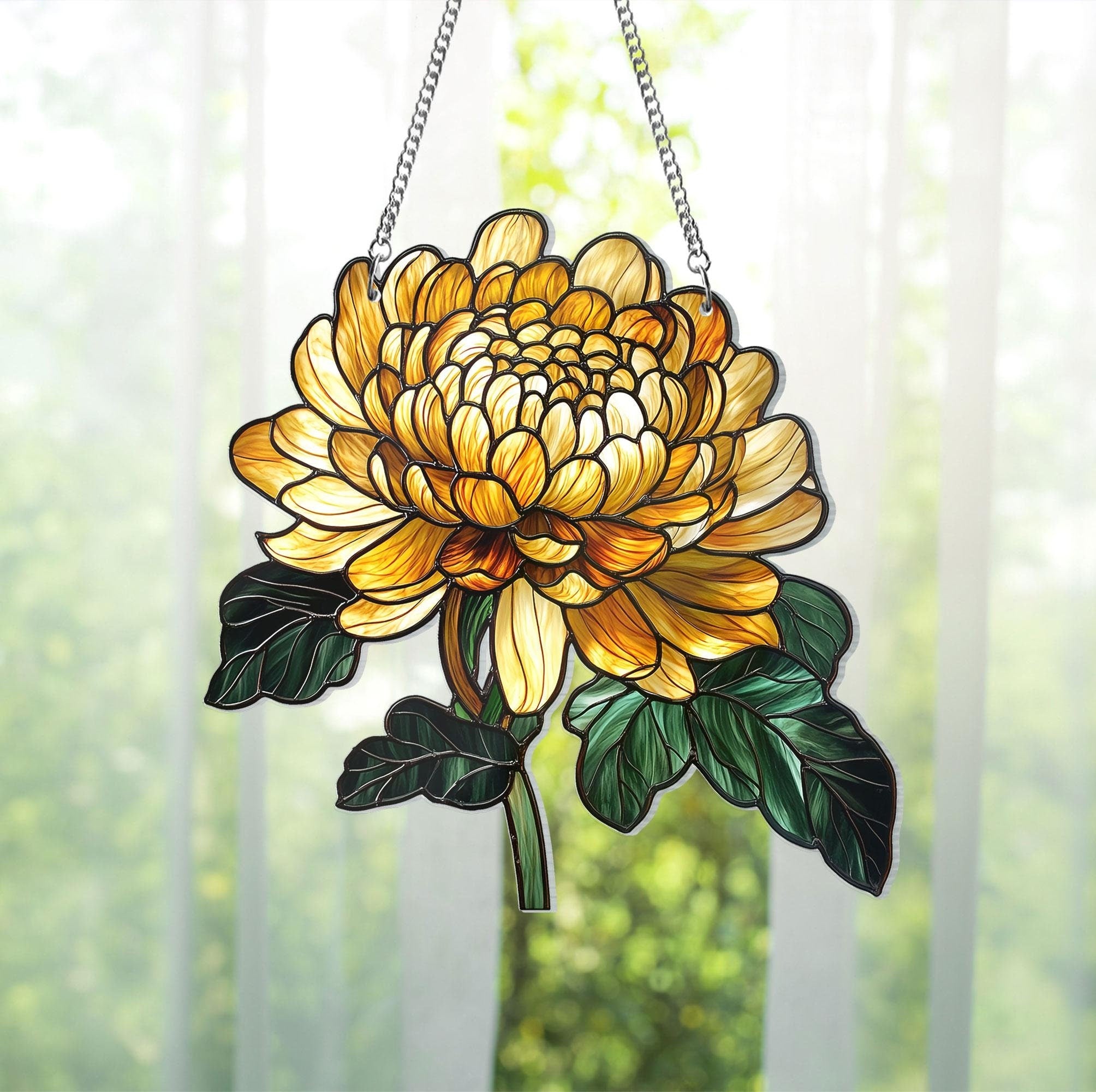 Birth Flower With Name Suncatcher Mothers Day Gift For Mom, Grandmas Garden Birth Month Flower Acrylic Window Hanging, Flower Memorial Gift