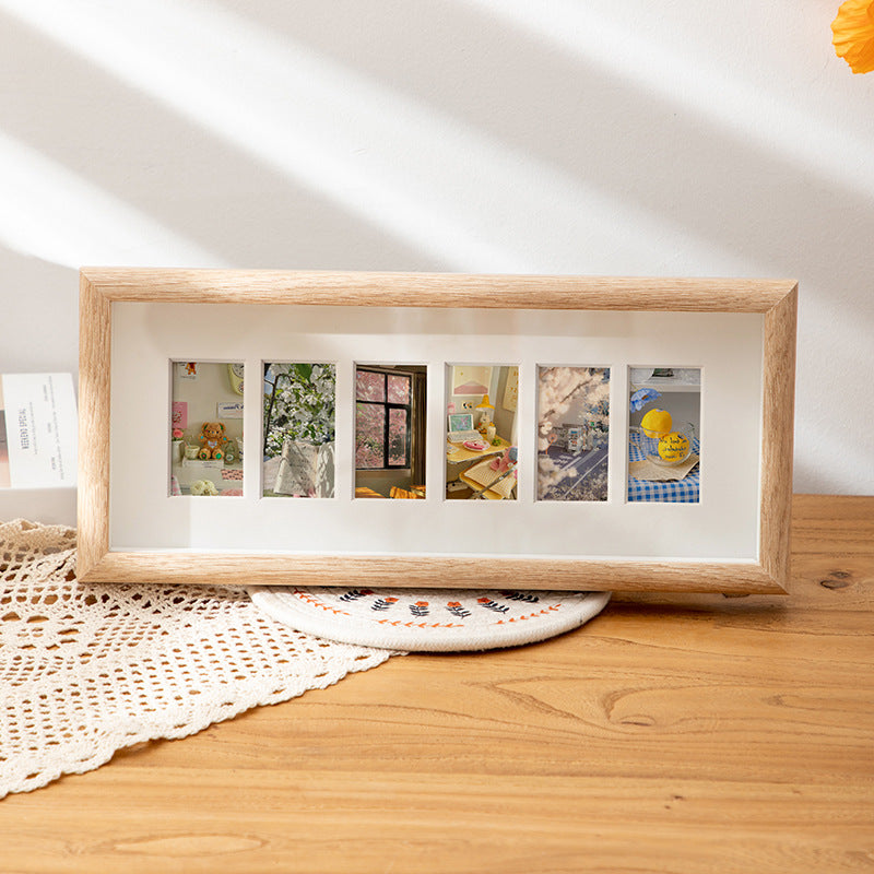 Handmade Wooden Multi Photo Frame, Custom Baby Growth Picture Frame, 6–10–20 Slots, Tabletop or Wall Display