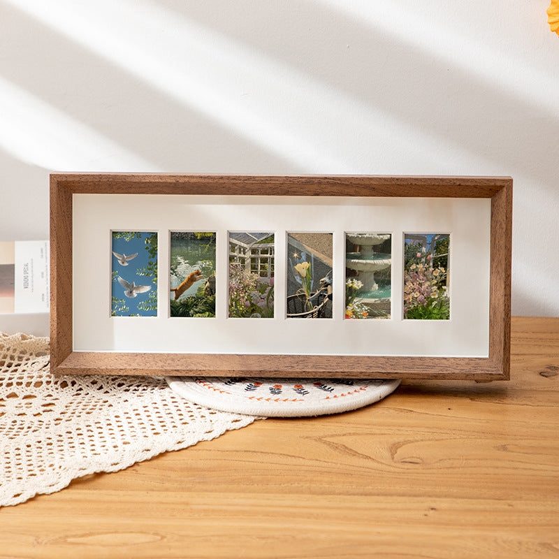 Handmade Wooden Multi Photo Frame, Custom Baby Growth Picture Frame, 6–10–20 Slots, Tabletop or Wall Display