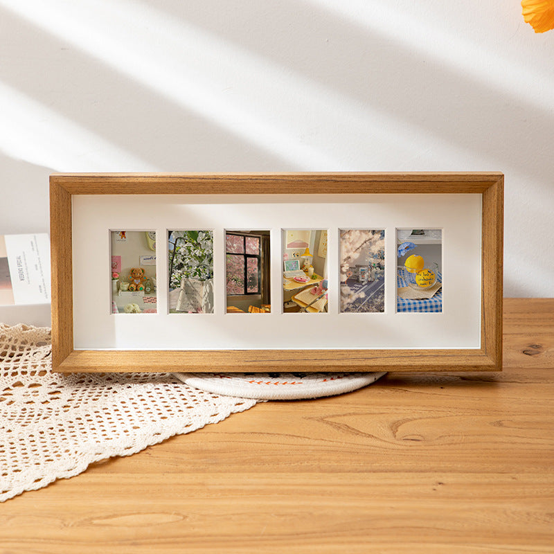 Handmade Wooden Multi Photo Frame, Custom Baby Growth Picture Frame, 6–10–20 Slots, Tabletop or Wall Display