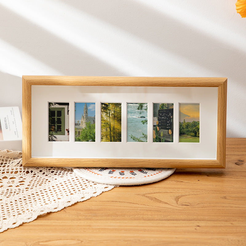 Handmade Wooden Multi Photo Frame, Custom Baby Growth Picture Frame, 6–10–20 Slots, Tabletop or Wall Display