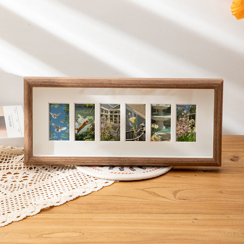 Handmade Wooden Multi Photo Frame, Custom Baby Growth Picture Frame, 6–10–20 Slots, Tabletop or Wall Display