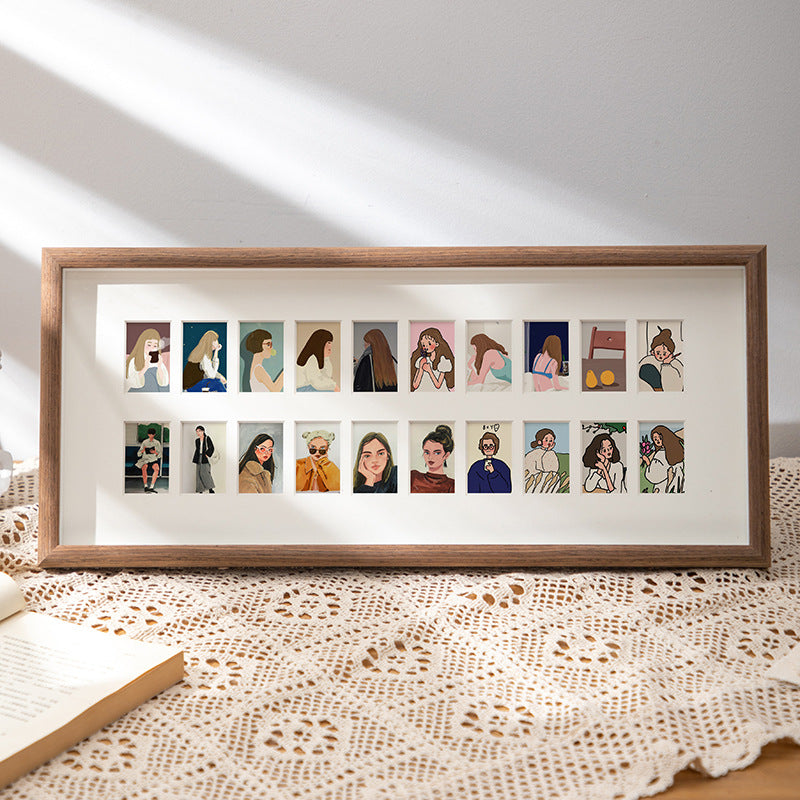 Handmade Wooden Multi Photo Frame, Custom Baby Growth Picture Frame, 6–10–20 Slots, Tabletop or Wall Display