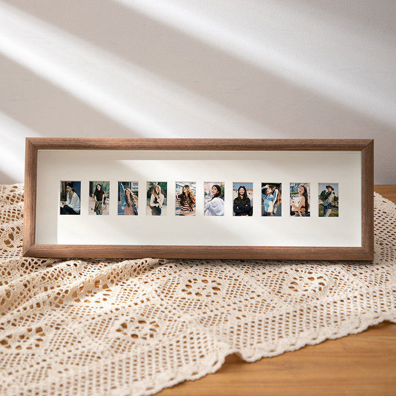 Handmade Wooden Multi Photo Frame, Custom Baby Growth Picture Frame, 6–10–20 Slots, Tabletop or Wall Display
