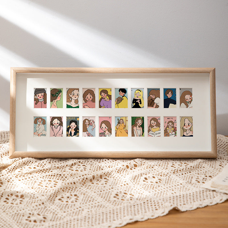 Handmade Wooden Multi Photo Frame, Custom Baby Growth Picture Frame, 6–10–20 Slots, Tabletop or Wall Display