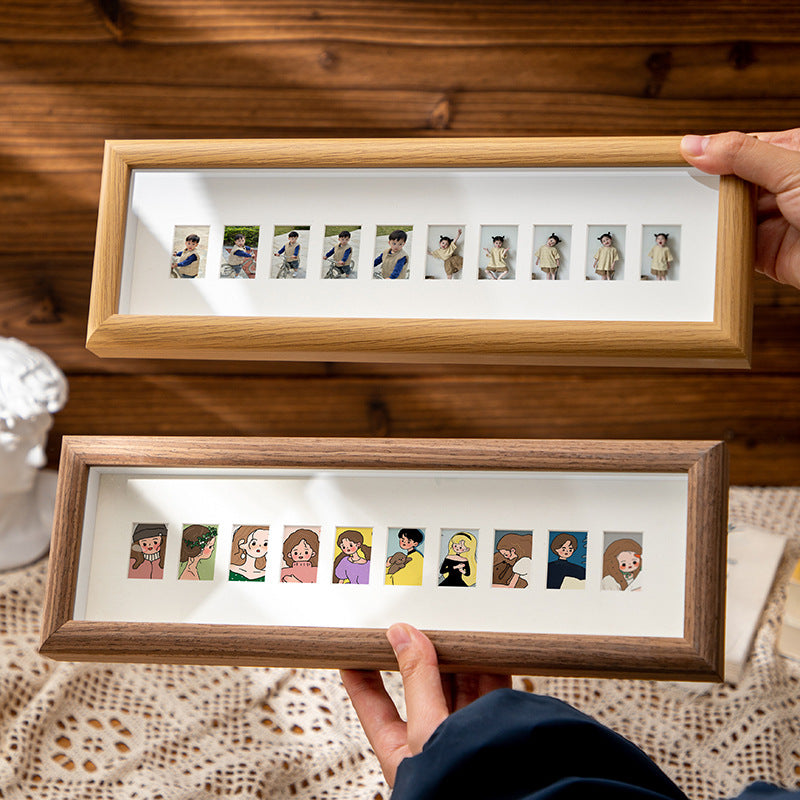 Handmade Wooden Multi Photo Frame, Custom Baby Growth Picture Frame, 6–10–20 Slots, Tabletop or Wall Display