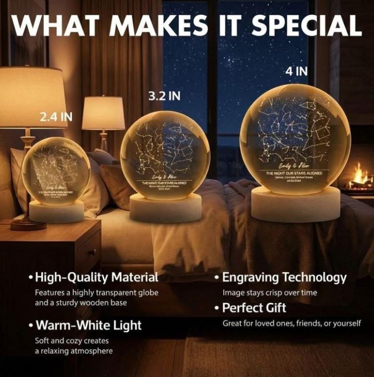 Personalized Photo Crystal Night Light, Photo Memorial Crystal Lamp, Custom Memorial Gift, Grandpa Grandma Crystal Ball, Memorial Crystal