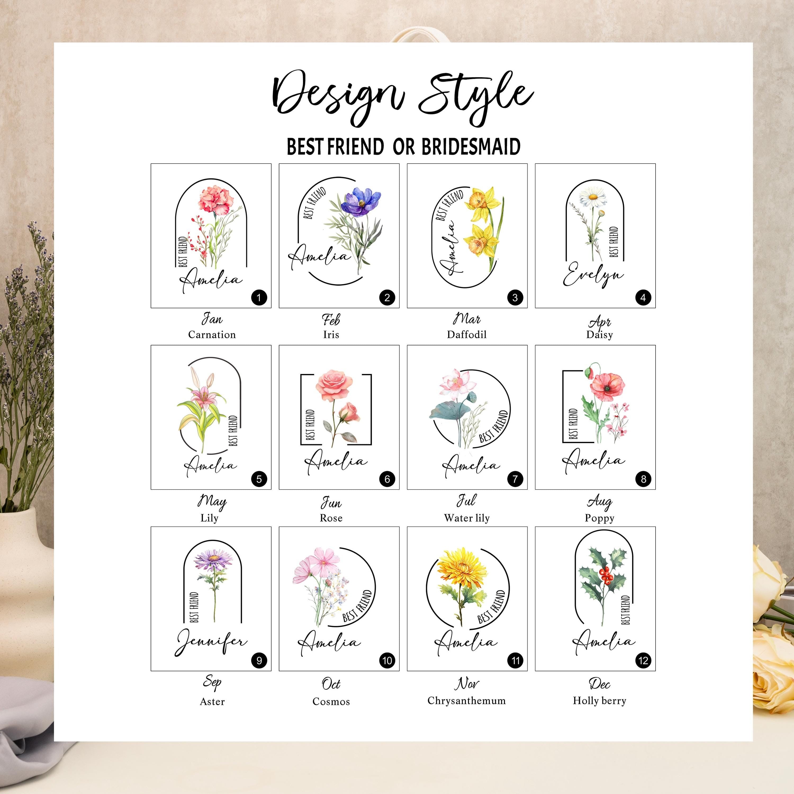 Personalized Monthly Bloom Tote Bag, Custom Birth Flower Canvas Bag, Custom Name Floral Shopper, Birthday Gift, Bridesmaid Gift, Best Friend Gift