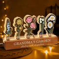 Customized Birthday Flower 3D LED Night Light, Mothers Day Gifts For Grandma, Grandma's Garden With Kids Name Gifts, Gift From Grandkids