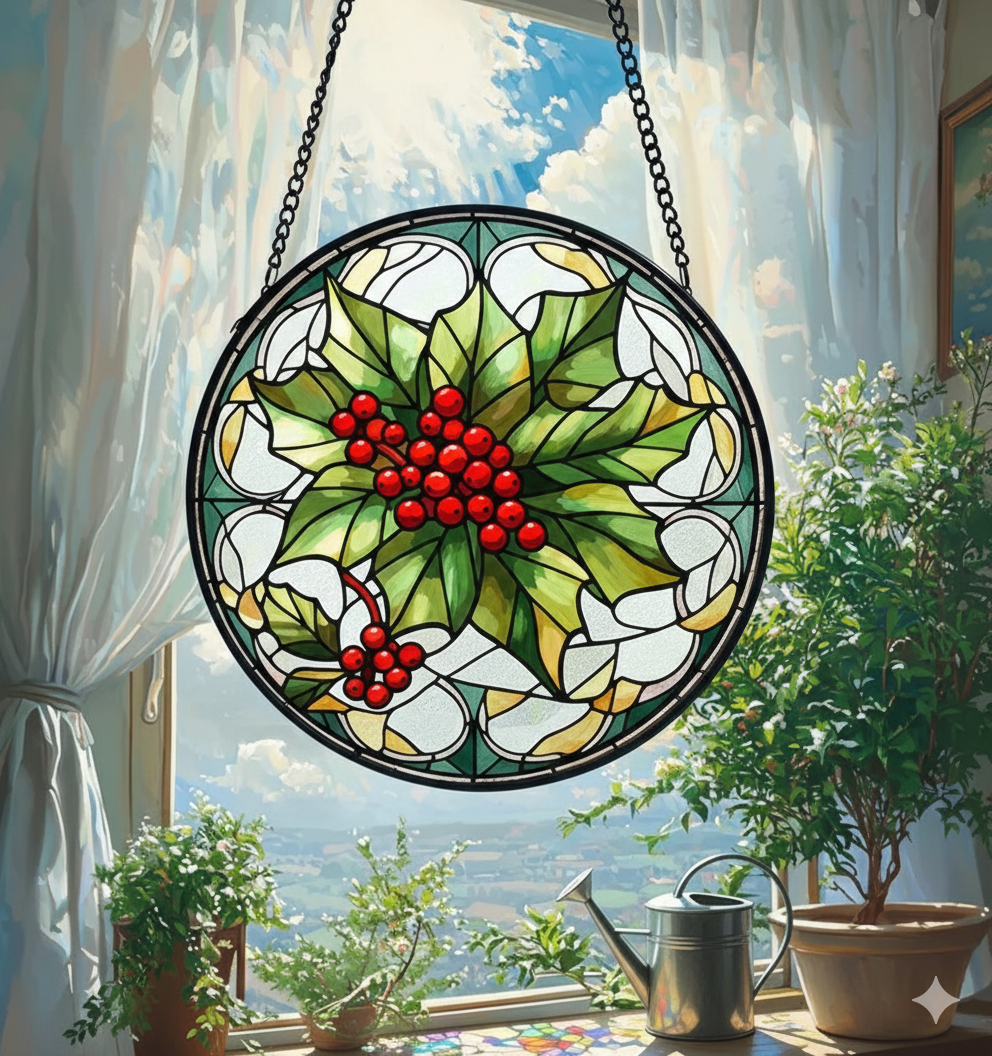 Personalized Birth Flower Stained Glass Round Mini Pill Box with Name and Mirror Birthday Gift for Friends Family