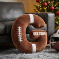 Custom Football Pillow, Personalized Initial Football Cushion, Rugby Letter Pillow, Football Decor, Gift for Kids, Flat Printed Design