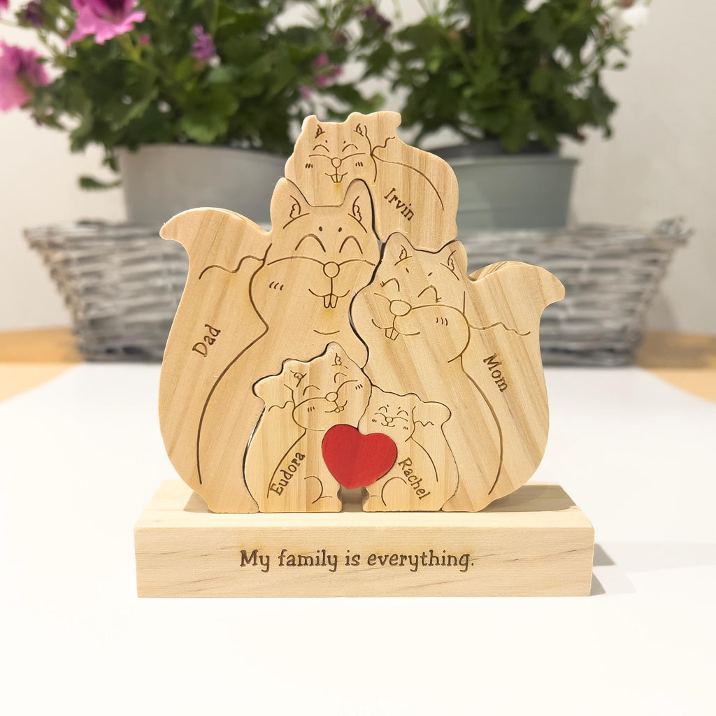 Wooden Squirrel Family Puzzle, Custom Family Gift, Graduation Gift, Housewarming Gift, Baby Shower Gift, Home Decor, Gift for Kids, Baptism
