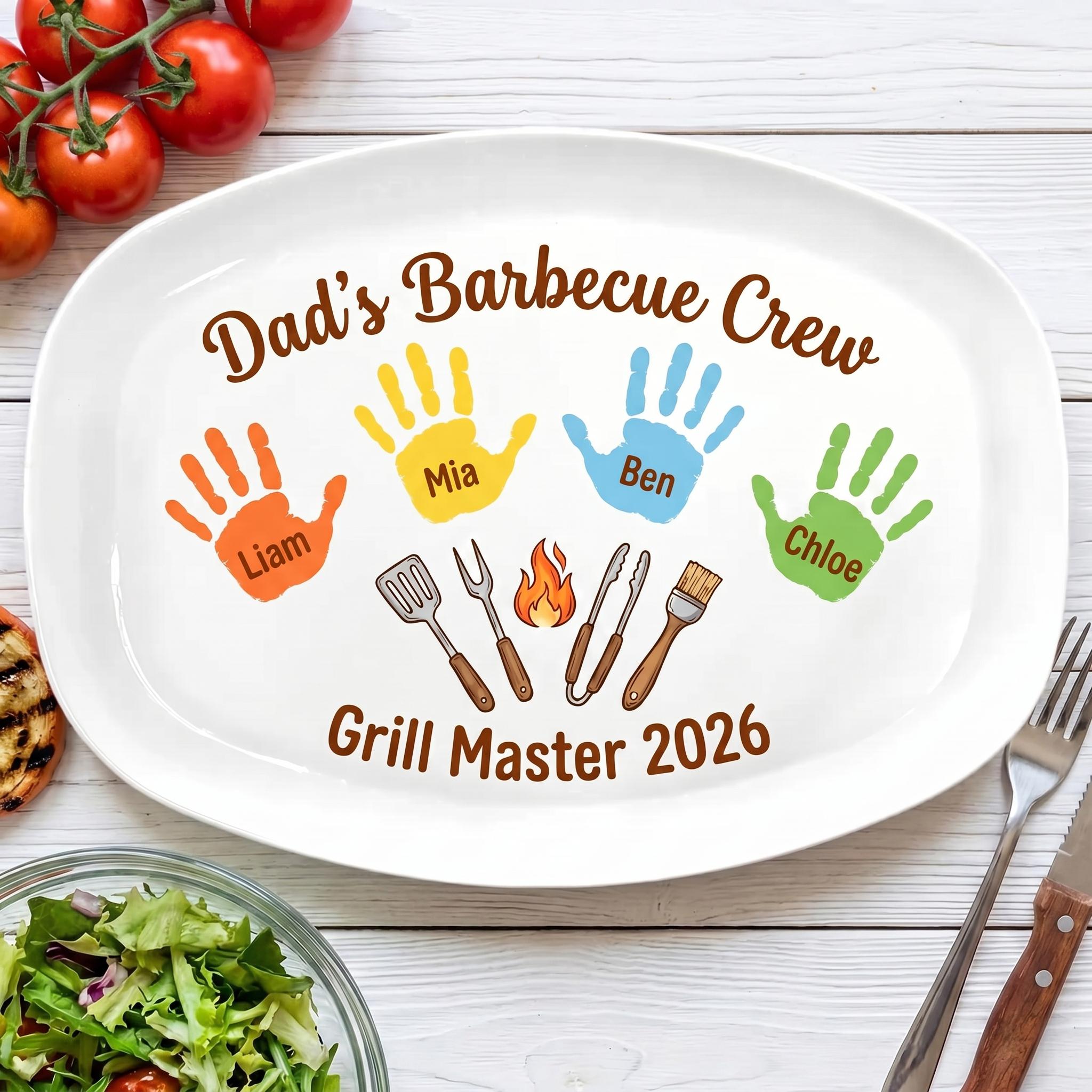 Personalized Dad Grilling Plate, Custom BBQ Platter, Fathers Day Gift, Grill Plate With Kids Name, Papa 2026 Gift, Grandpa Plate F1073