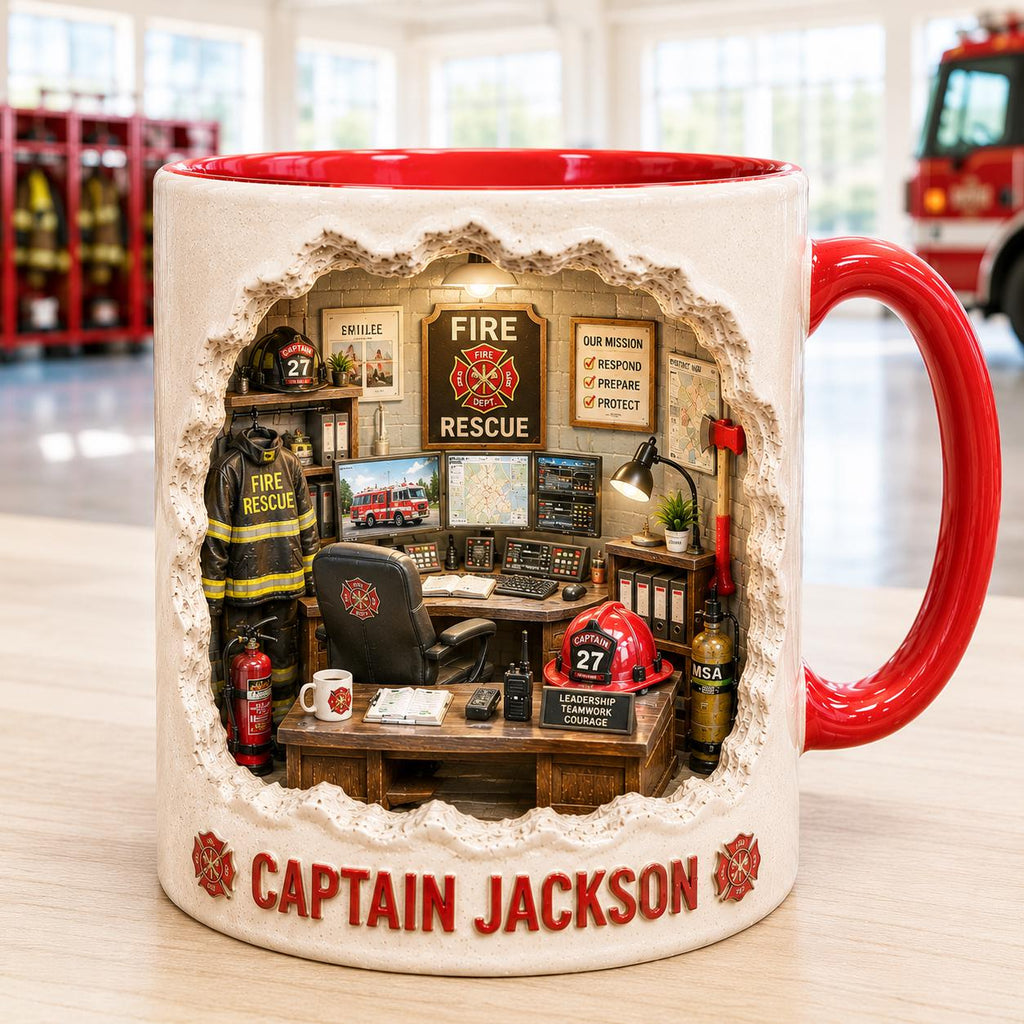 Personalized Firefighter Mug, Fire Rescue Coffee Cup, Custom Fire Captain Gift, Firefighter Dad Mug, Firefighter Retirement Gift