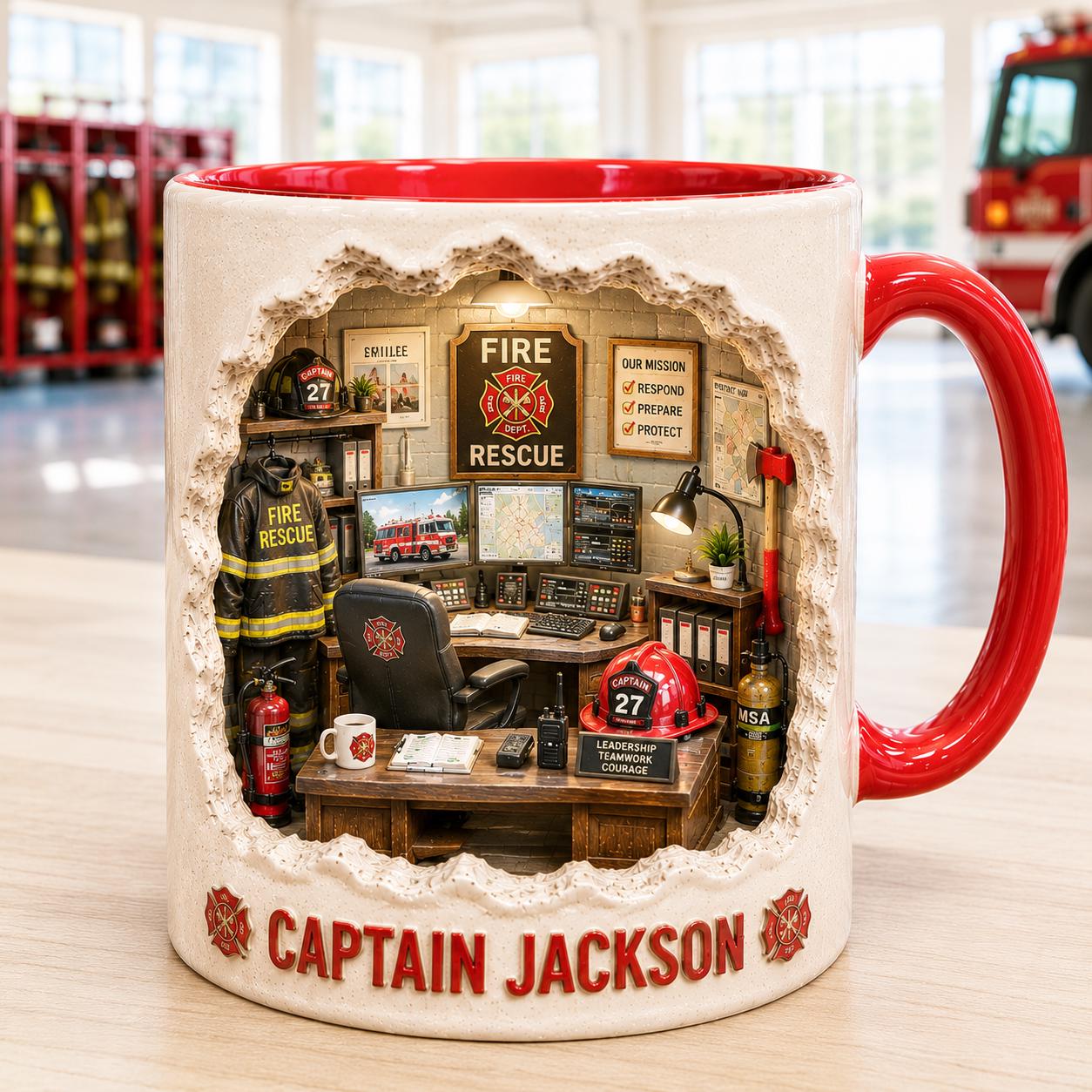 Personalized Firefighter Mug, Fire Rescue Coffee Cup, Custom Fire Captain Gift, Firefighter Dad Mug, Firefighter Retirement Gift