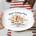 Custom Fist Bump Grilling Plate for Dad, Custom Name Platter, Funny Decor Platter for Papa, Father Day Gift