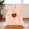 Personalised Wooden Bunny Family Keepsake _ Engraved Rabbit Figurines _ Baby Shower Gift, New Mum Present, Family Christmas Home Decor