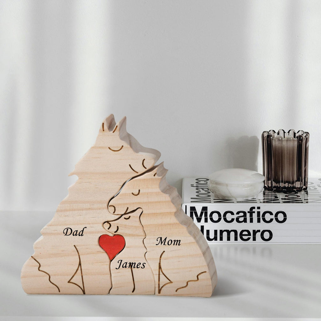 Wooden Wolf Family Puzzle, 2-5 Wolves Family Jigsaw Decor, Wedding Anniversary Gifts for Mom Dad Friend Couples Animal Family Decor