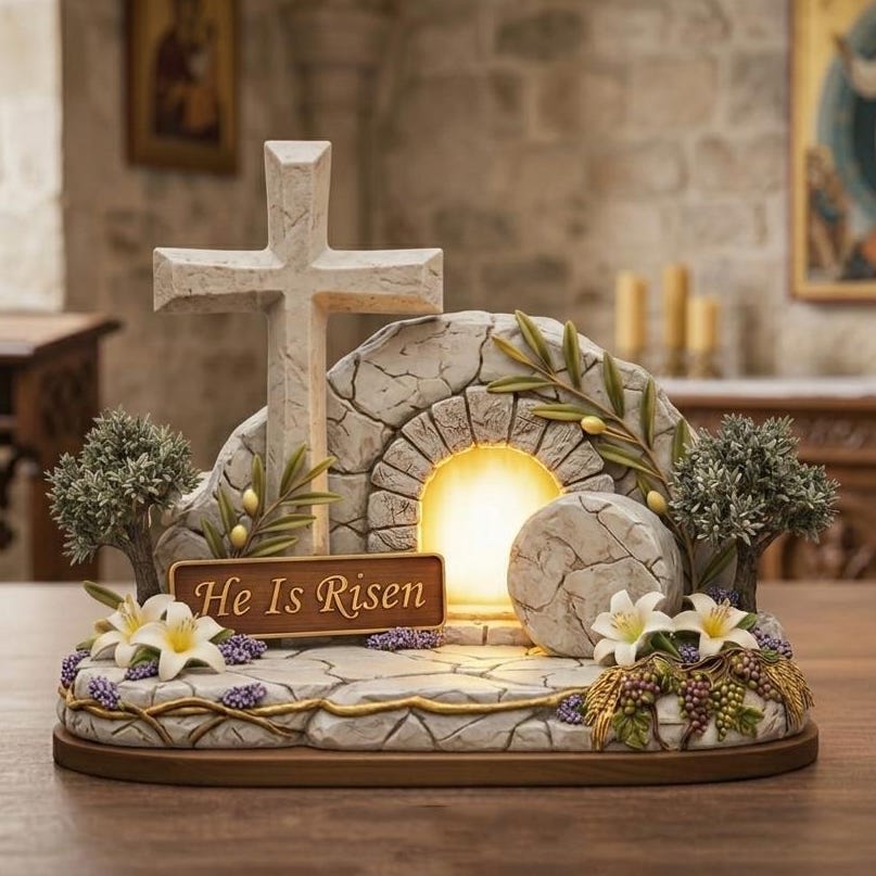 He is Risen Empty Tomb Wooden Block, Christian Easter Resurrection Decor, Meaningful Church Gift, Pastor Appreciation Religious Sign