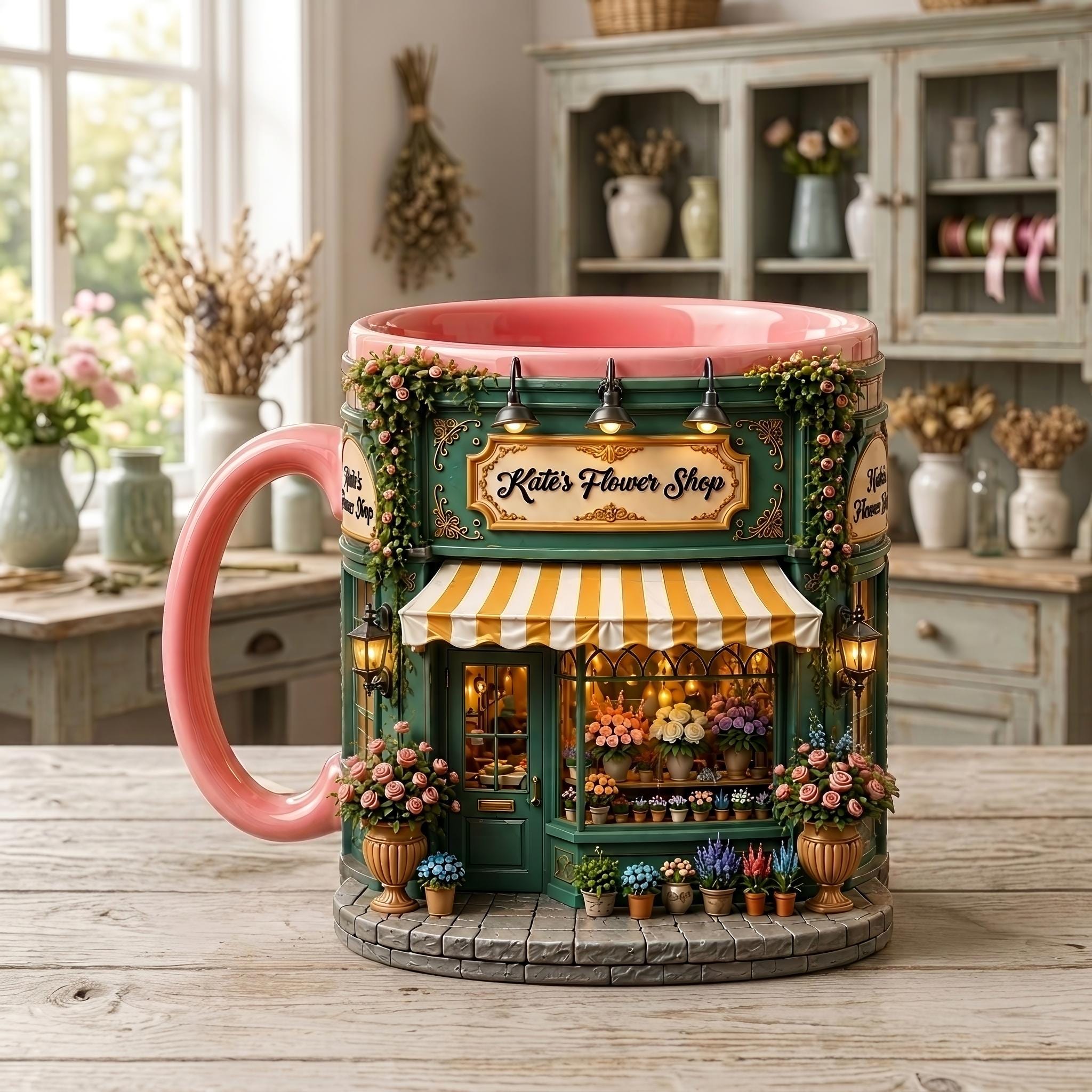 Personalized Flower Shop Mug, Florist Coffee Cup, Cottagecore Floral Boutique Gift, Custom Floral Designer Mug, Garden Lover Gift