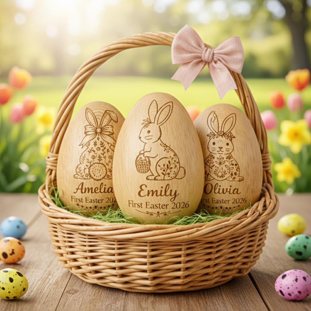 Personalized Musical Wooden Easter Egg Shakers, Custom Egg Cups, Kids Musical Instrument, Easter Gifts, Baby First Easter