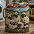 Sheep Heaven Quilted Laundry Basket, Sheep Laundry Room Decor, Soft Fabric Hamper, Colorful Sheep Storage Bin, Gift for Mom, Gift for Her. LBPETAL90