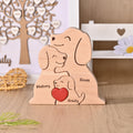 Personalized Wooden Dog Jigsaw Puzzle, Dog Family Figurines, Engraved Family Name Keepsake, Gift for Dog Lovers, Christmas Gift for Dog Mom