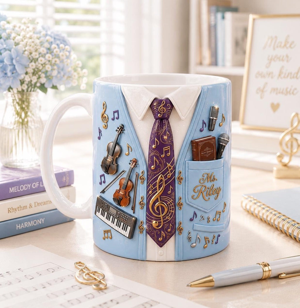 Personalized Music Teacher Mug, Choir Director Coffee Cup Gift, Custom Music Teacher Appreciation Mug, Band Teacher Gift