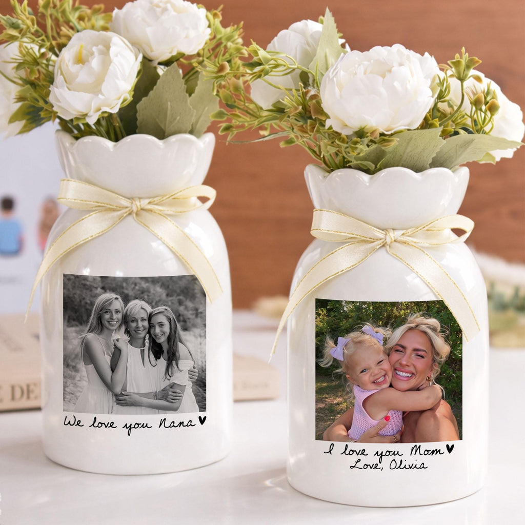Custom Photo Gift for Mom, Mothers Day Gift for Mom Nana Grandma, Mom Floral Ceramic Vase,mom Birthday Gift,mom Gift,nana Gift,birthday Gift