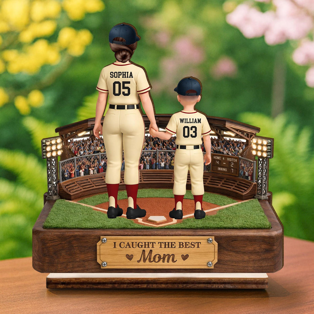 Personalized Baseball Mom Wooden Plaque, Custom Name Jersey Sign, Sports Mom Keepsake, Mother's Day Gift, Kids Names Plaque