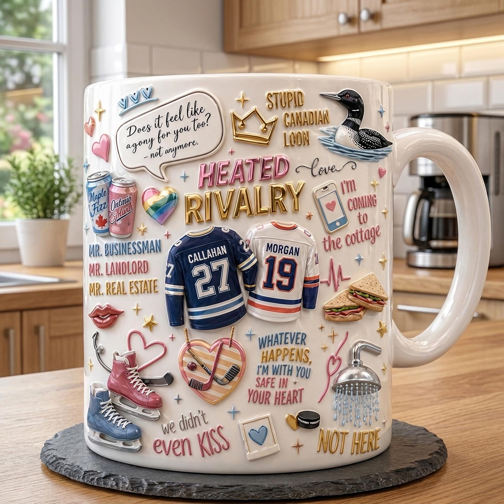 Couple Gift Mug, Spicy Hockey Romance Coffee Cup, Funny Rival Team Love Mug, Hockey Couple Gift, Romance Quote Cup