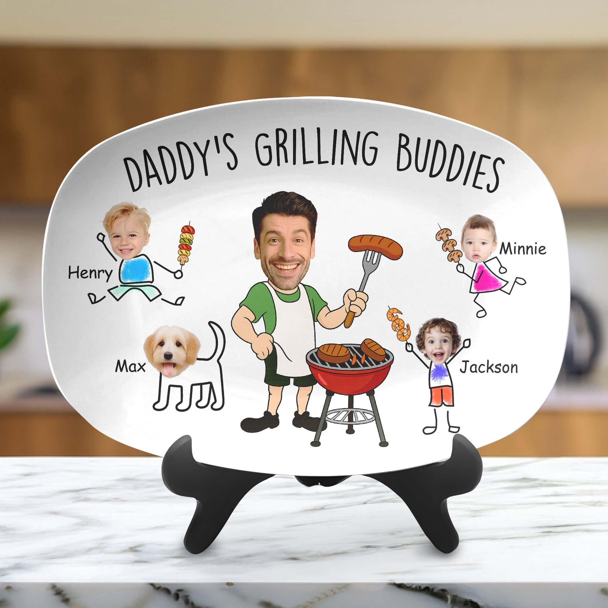 Custom Dad’s Grilling Plate, Father’s Day Gift From Kids, Personalized Grilling Plate, Grilling Plate Gift With Kids Names, BBQ Gift for Dad