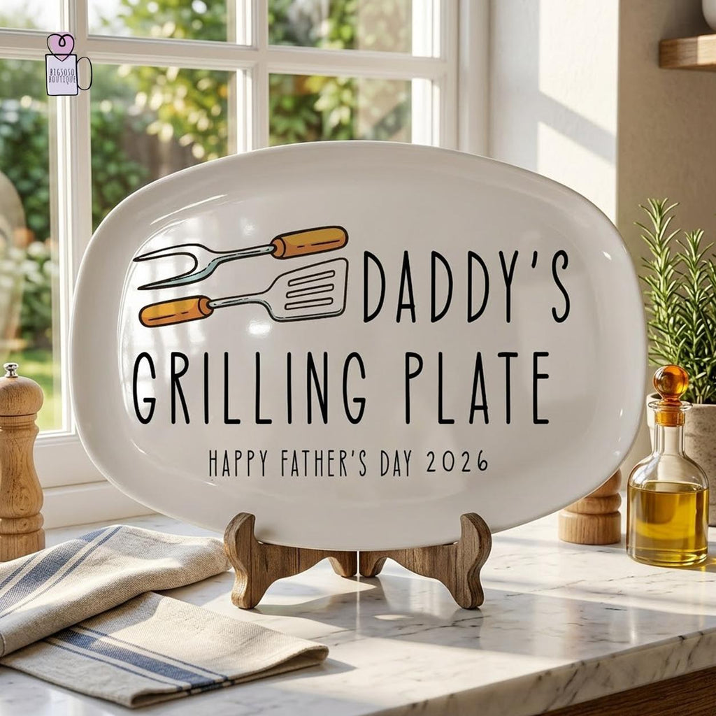 Personalized Daddy's Grilling Plate, Father's Day Gift, Grilling Plate for BBQ King, Gift for Dad From Kid, Father Gift, Happy Father Day