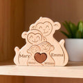 Monkey Family Puzzle, Personalised Wooden Family Puzzle, Christmas Family Gift, Adoption Gift, Home Decor, Family Gift, Family Reunion Gift