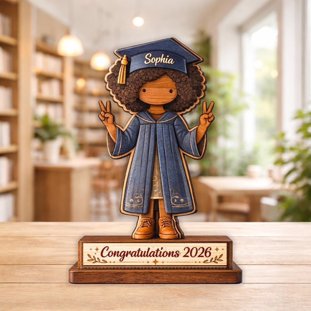 Personalized Graduation Wooden Block, Custom Name Graduation Gift for Her, Class of 2026 Keepsake Decor, Graduate Gift, Custom Wood Sign