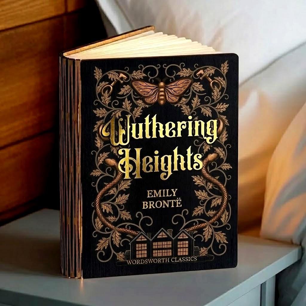 Wuthering Heights Folding Book Lamp, Dark Academia Night Light, Wuthering Height Novel Inspired Reading Lamp, Book Lover Gift