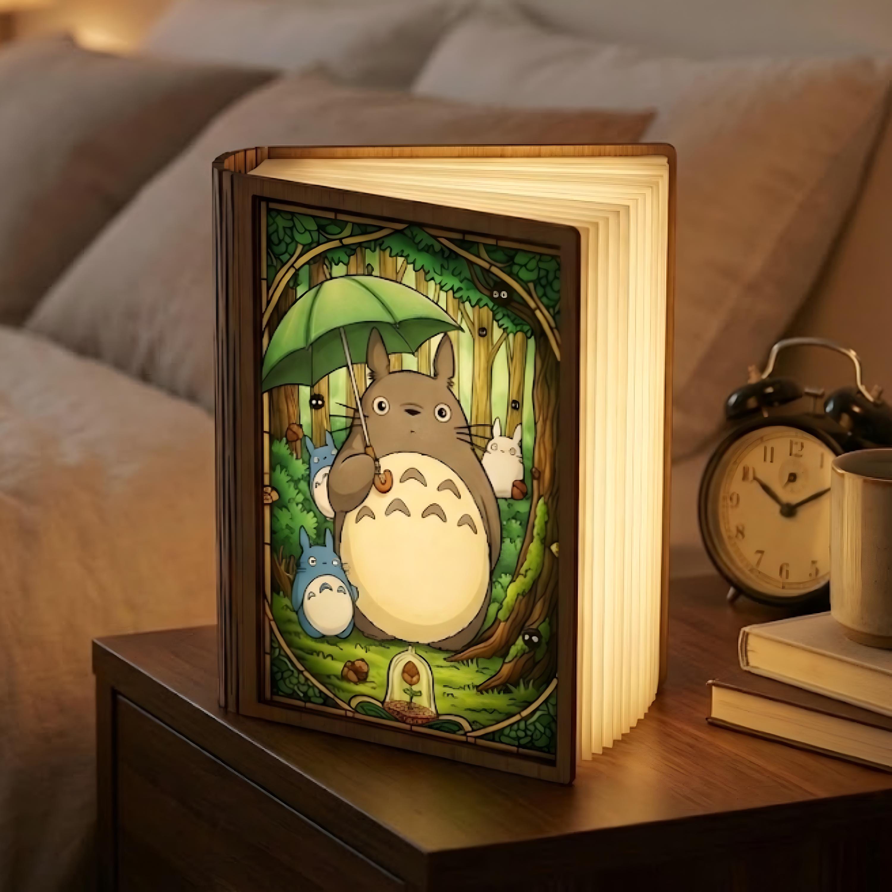 Totoro Book Lamp, Ghibli Decor, Folding LED Light, Woodland Night Lamp, Cute Reading Lamp, Book Lover Gift, Cozy Bedroom Decor